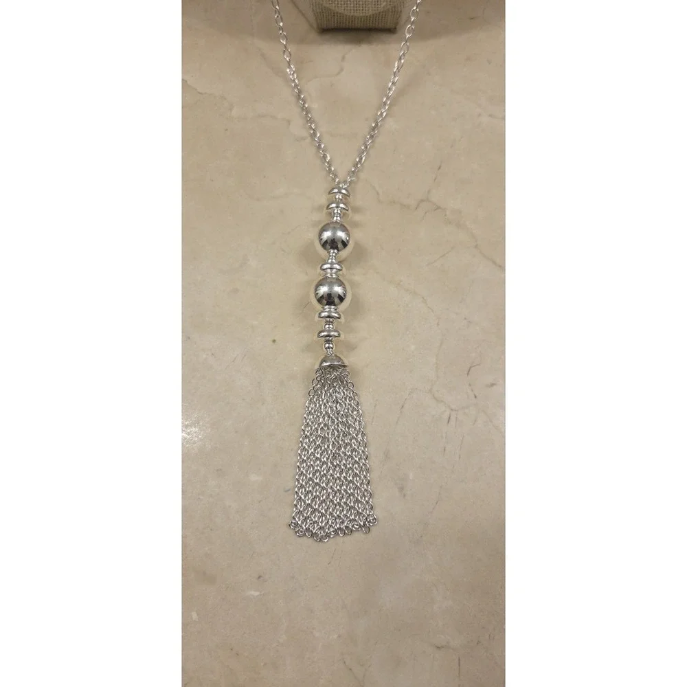 Joan Rivers Silver‎ Tone Extra Long Tassel Necklace 30-33
